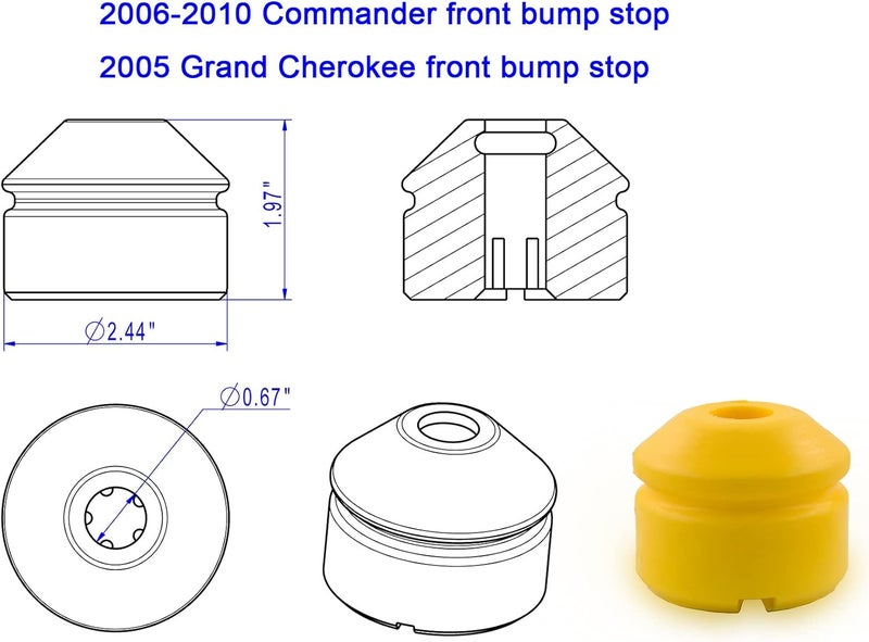 Autoacc WK Front Bump Stops Compatible with Commander XK 2006-2010, Grand Cherokee WH WK 2005-2010 Suspension (Pack of 2) - Image 5